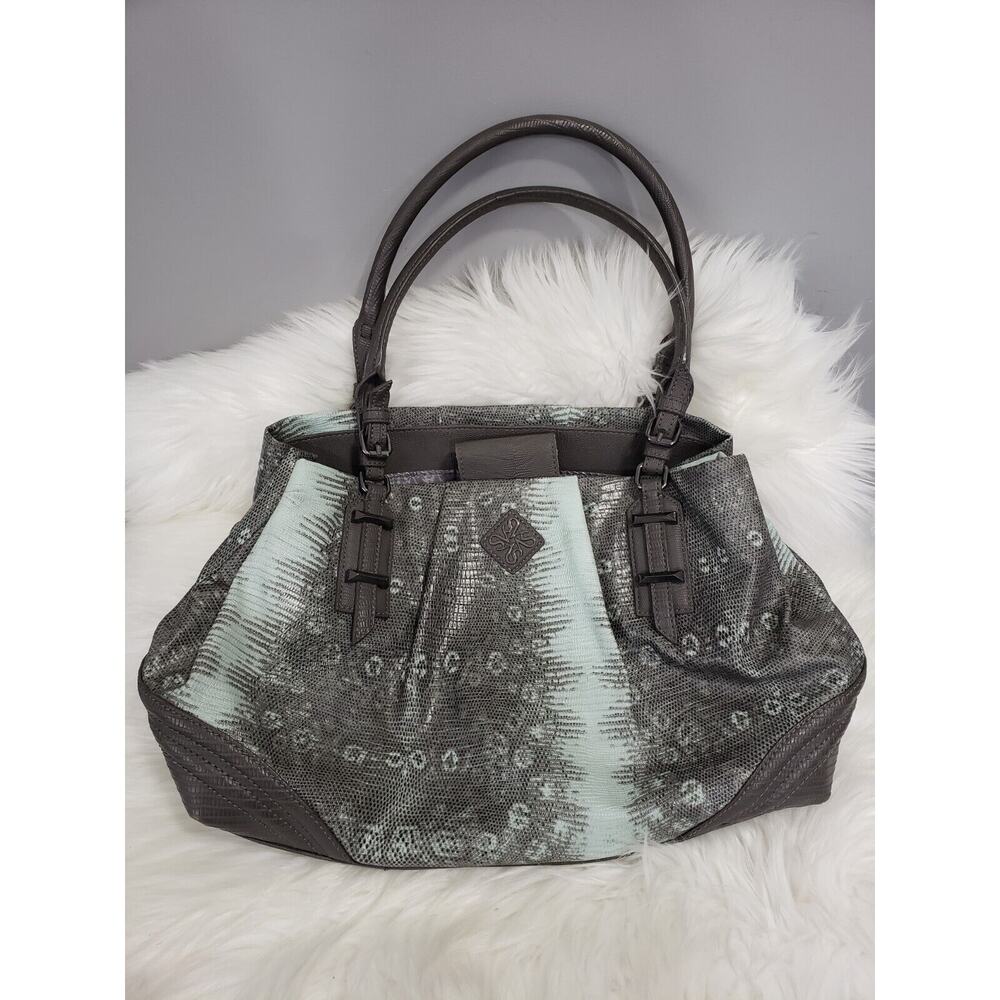 Simply Vera Wang Faux Snake Skin Purse Shoulder Hand Bag Biker Western Glam gray